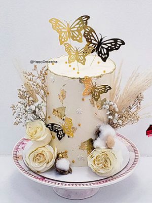Pastel Butterflies Gold Cream
