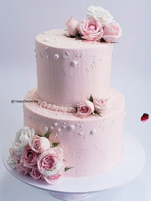 Naked Cake Peach Rosas Rosadas