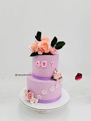 Pastel Lila 2 Con Flores Naturales