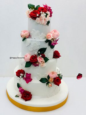 Pastel de Boda Rosa Inglesa