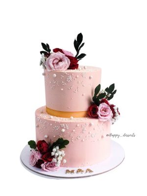 Pastel 15 años Peach y Rosas