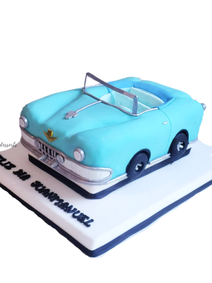 Pastel Carro Clásico celeste