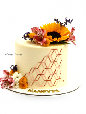 Pastel Girasol Geométrico