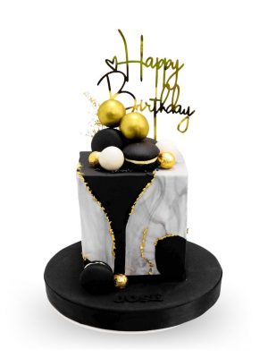 Pastel Happy Birthday -color negro