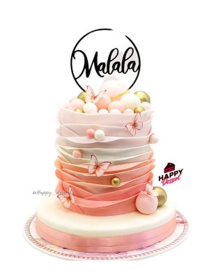 Pastel Malala con Ondas y Mariposas
