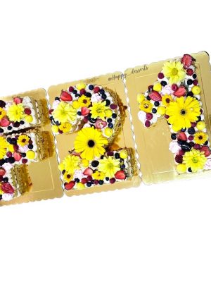 Letter and Numbers Cake con Flores |  F21